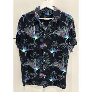 Original Use Shirt Men's Medium Black Hawaiian Button Down Short Sleeve Rayon